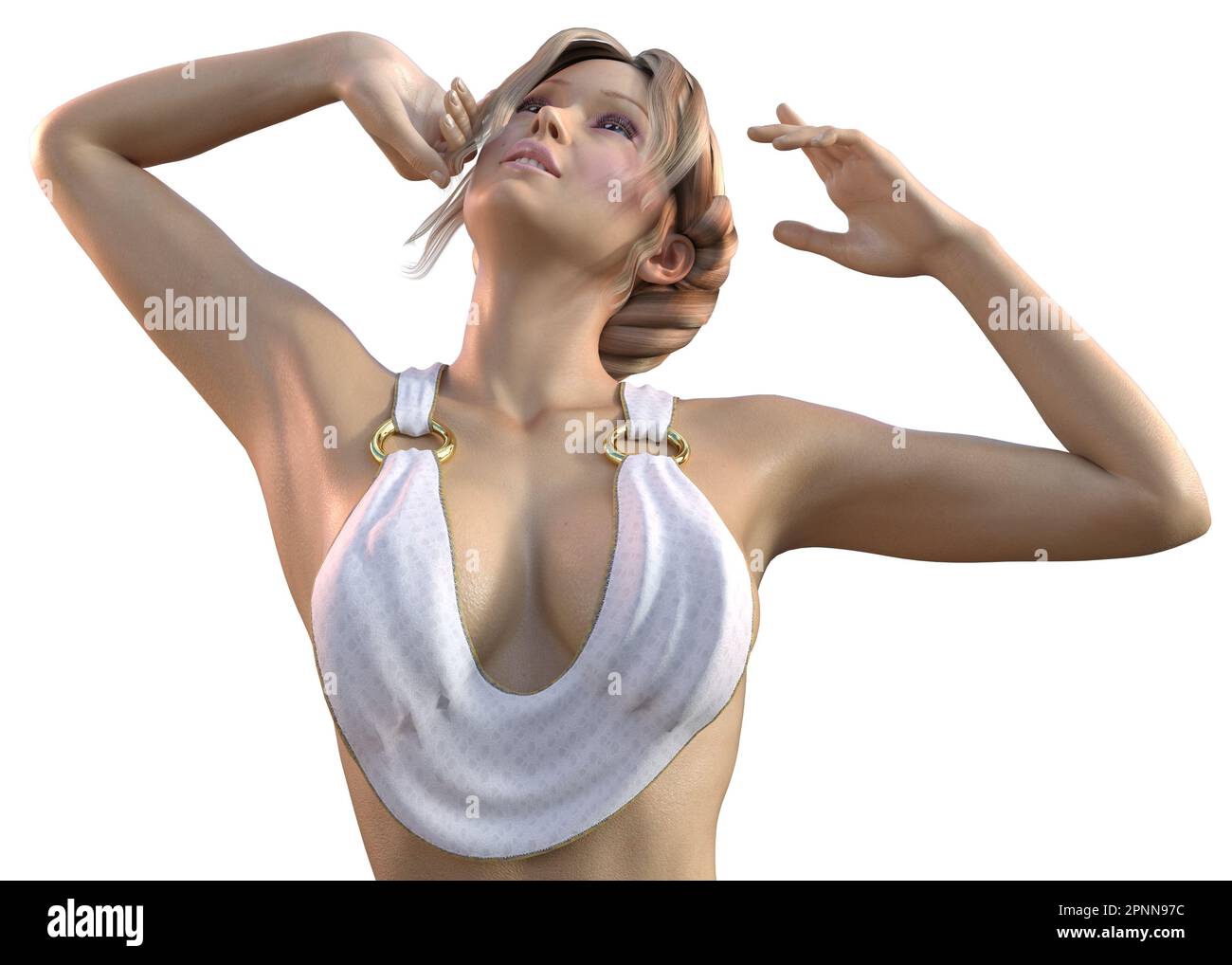 Young blond woman wears ancient Greek clothing as goddess, 3D Illustration  Stock Photo - Alamy