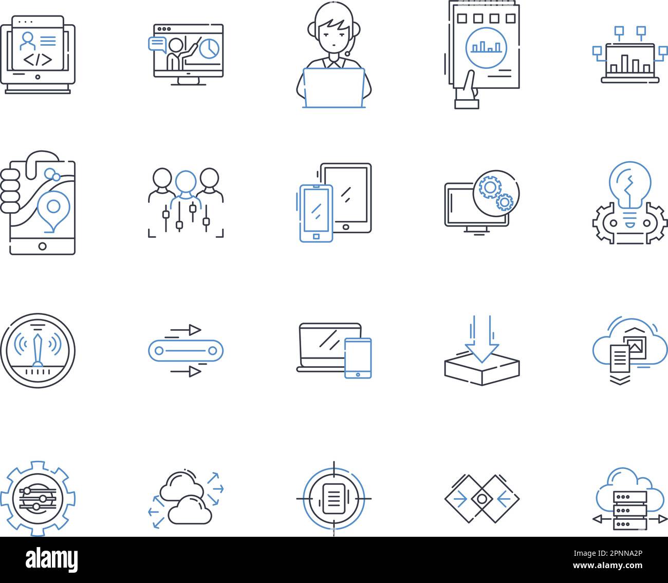 Cyber Security Line Icons Collection Firewalls Encryption Malware