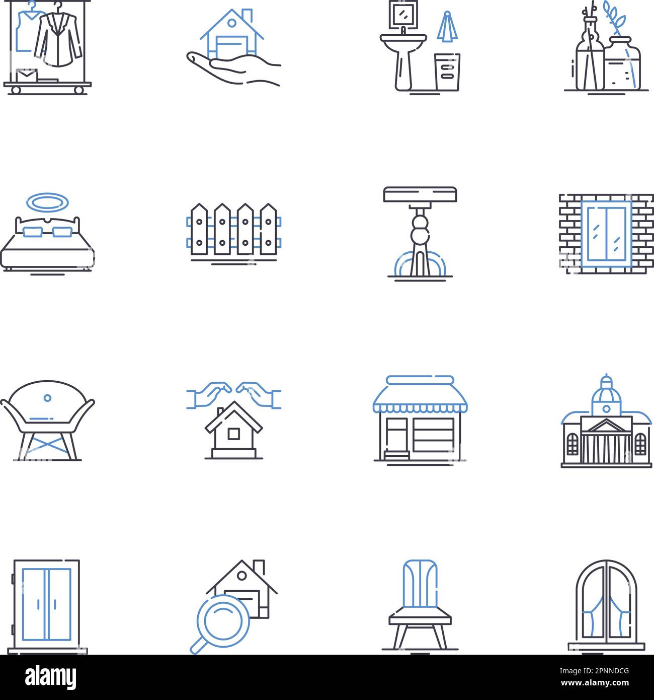 Design styles line icons collection. Modern, Minimalist, Retro, Art Deco, Rustic, Vintage, Bohemian vector and linear illustration. Futuristic,Avant Stock Vector