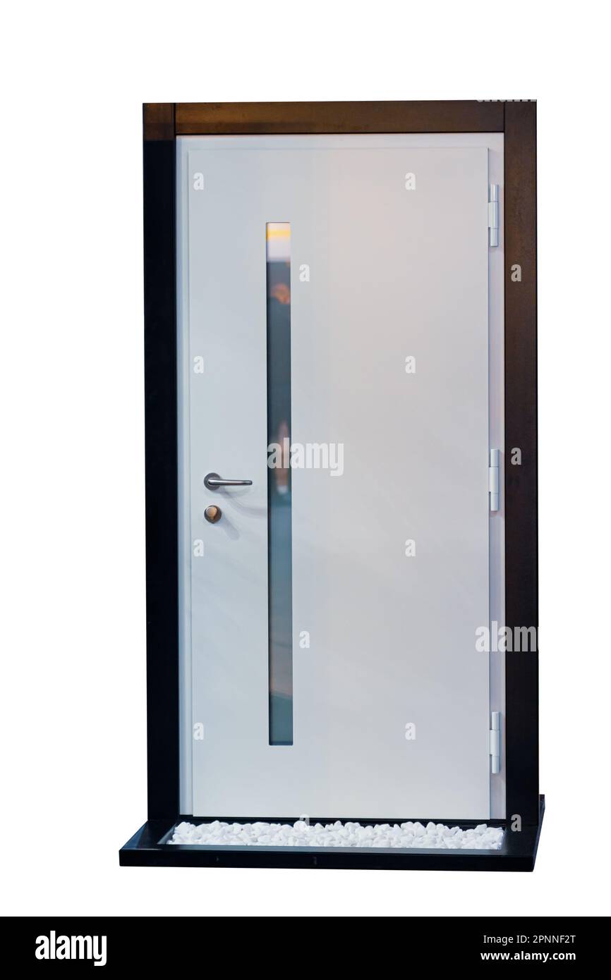 Modern entrance doors on white background Stock Photo Alamy
