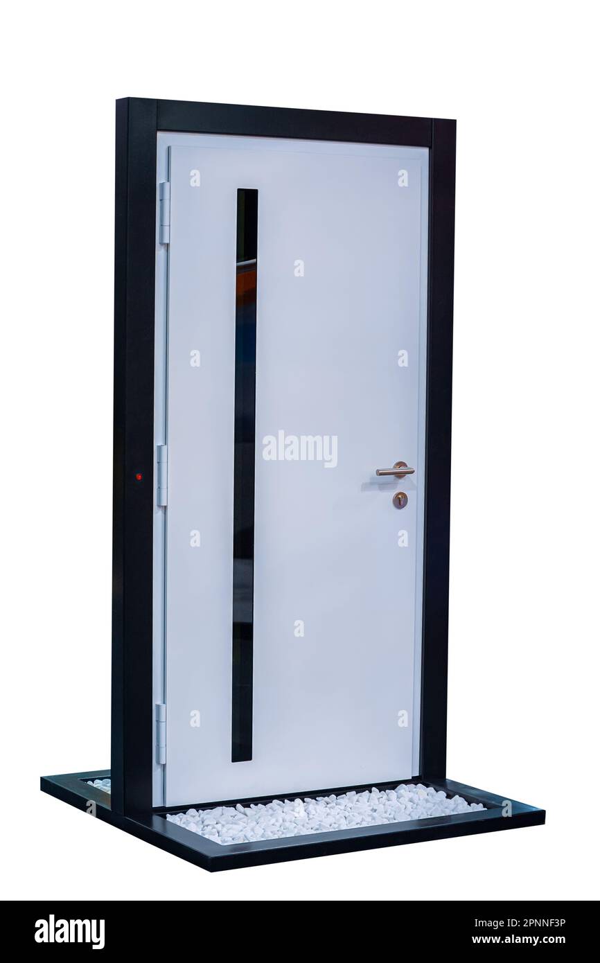 Modern entrance doors on white background Stock Photo Alamy