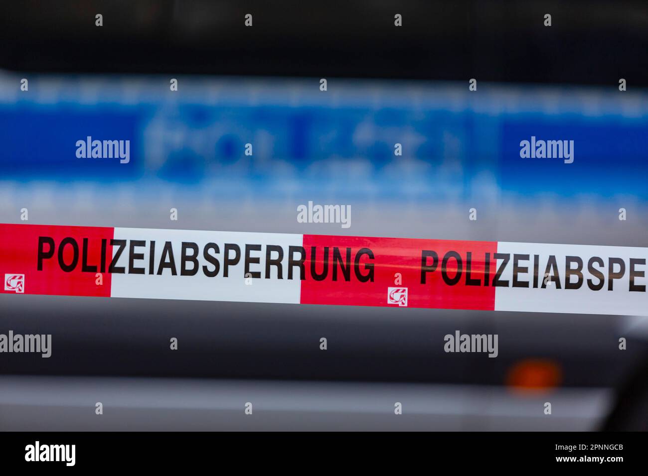 Police cordon, flutter tape, symbolic image, Stuttgart, Baden-Wuerttemberg, Germany Stock Photo