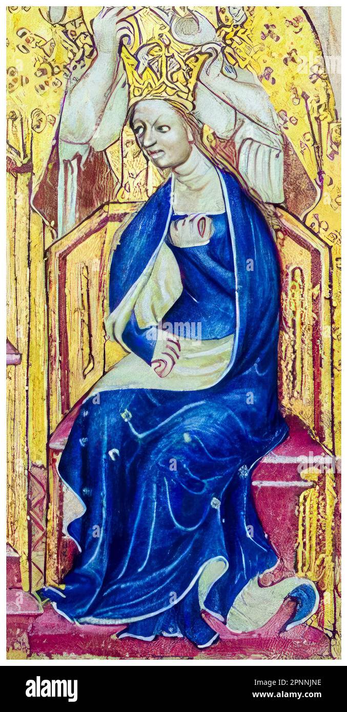 Anne of Bohemia (1366-1394), also known as Anne of Luxembourg, Queen of England (1382-1394) as the first wife of King Richard II. Miniature illuminated manuscript portrait painting, before 1399 Stock Photo