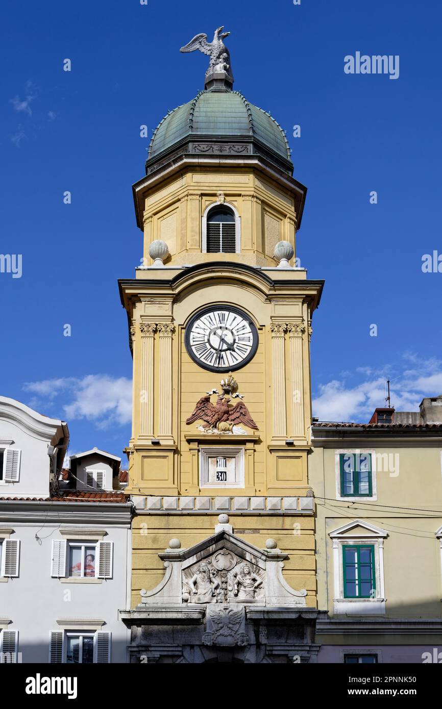 Korzo, City Tower, Rijeka, Primorsko-Goranska, Croatia Stock Photo