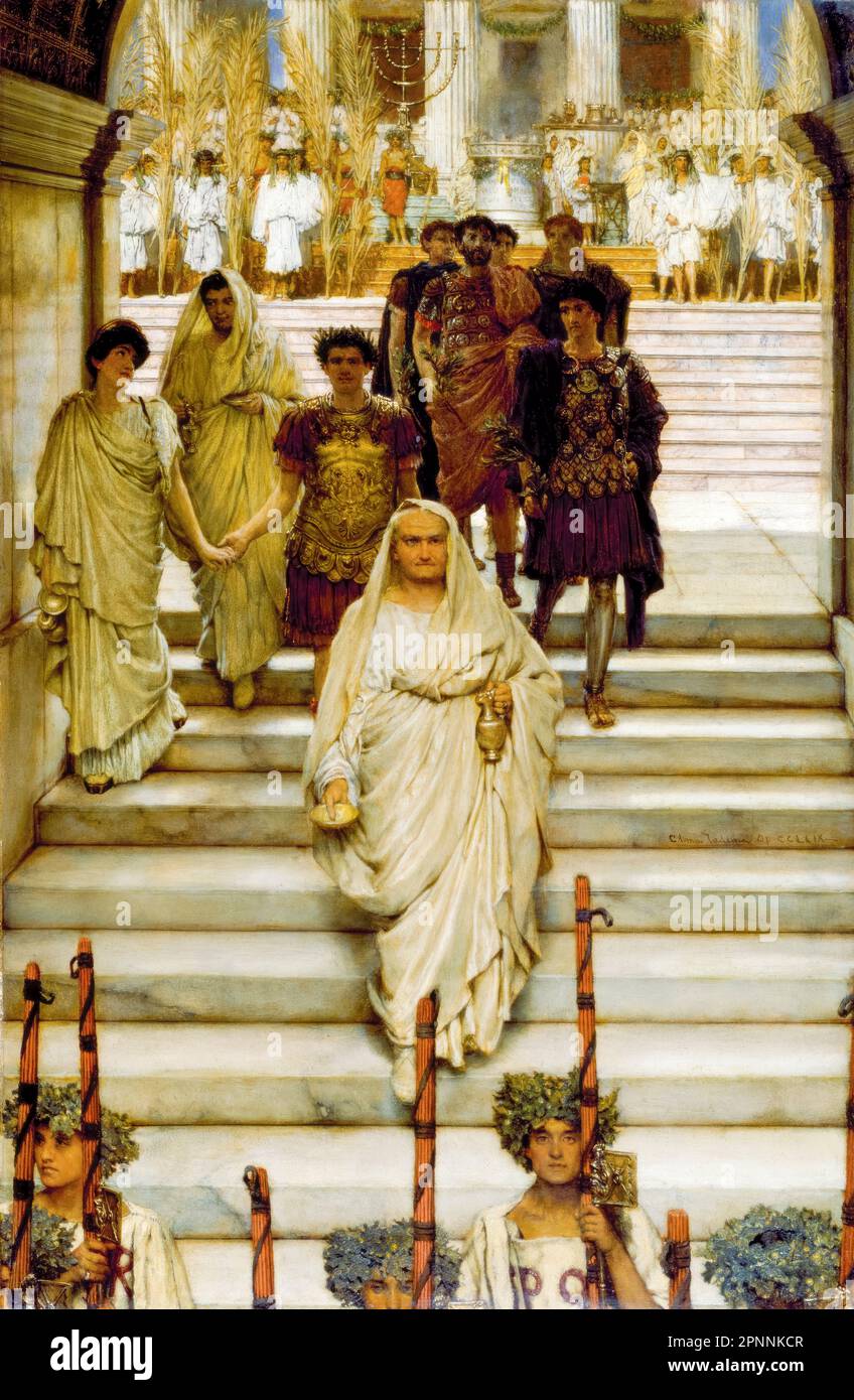 Sir Lawrence Alma Tadema, The Triumph of Titus, AD 71: The Flavians, painting in oil on panel, 1885 Stock Photo