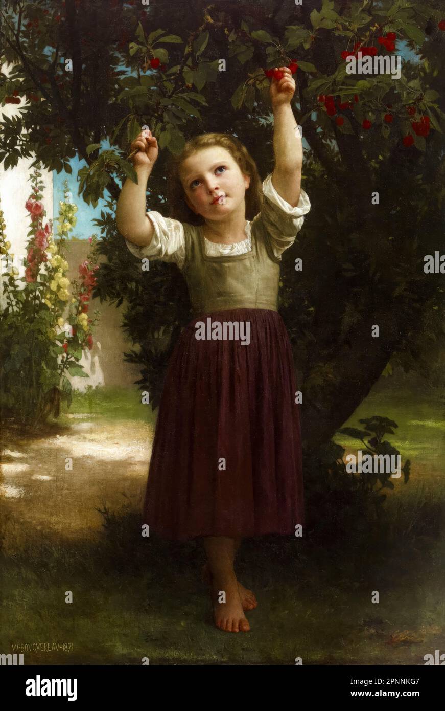 William Adolphe Bouguereau, The Cherry Picker, painting in oil on canvas, 1871 Stock Photo