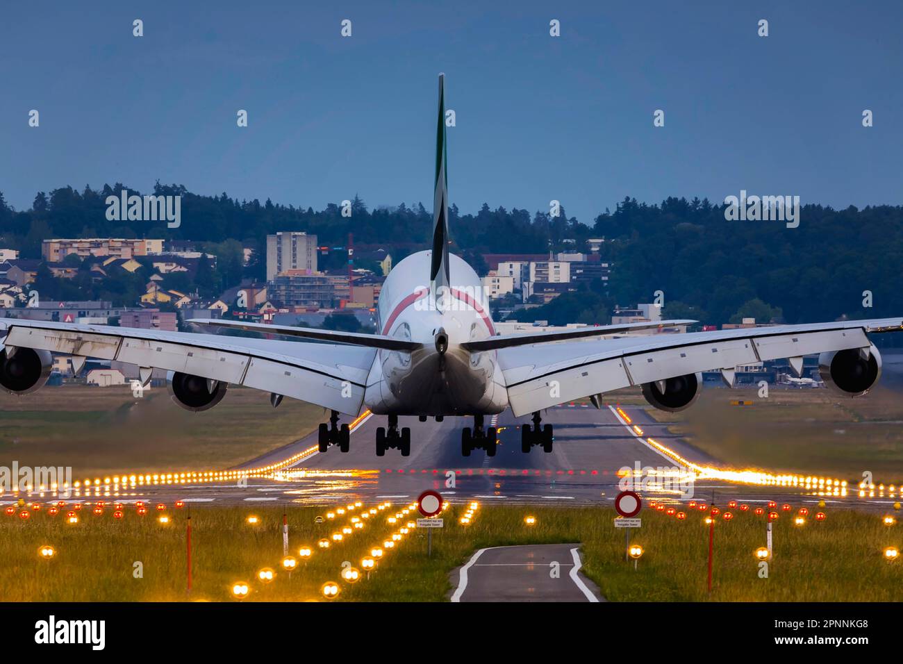 Zrh Airport With Aircraft On Landing Airbus A380 800 Emirates Airline