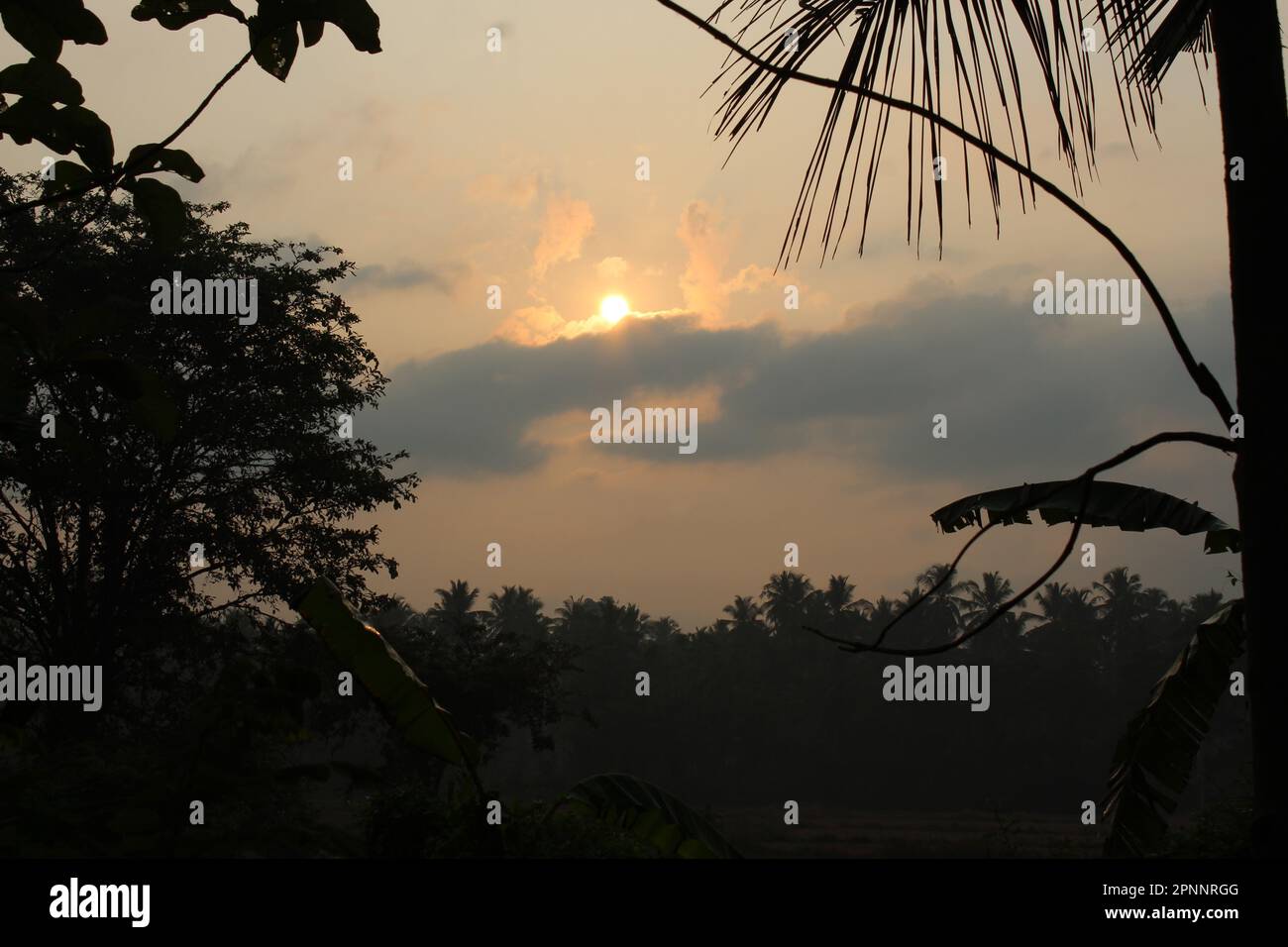 Sunrise image in a village Stock Photo