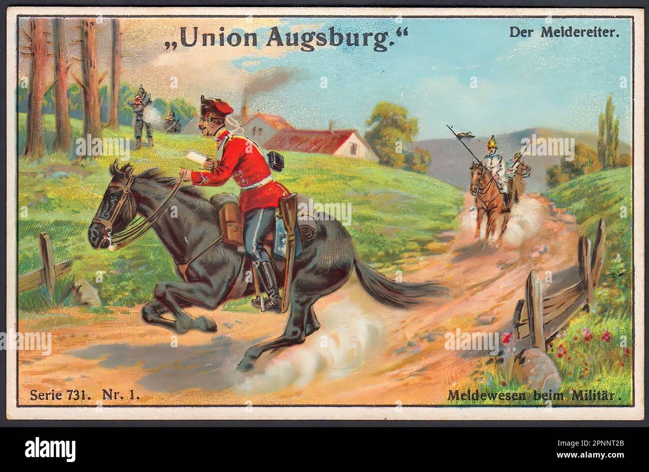 Despatch Rider - Vintage German Tradecard Stock Photo - Alamy