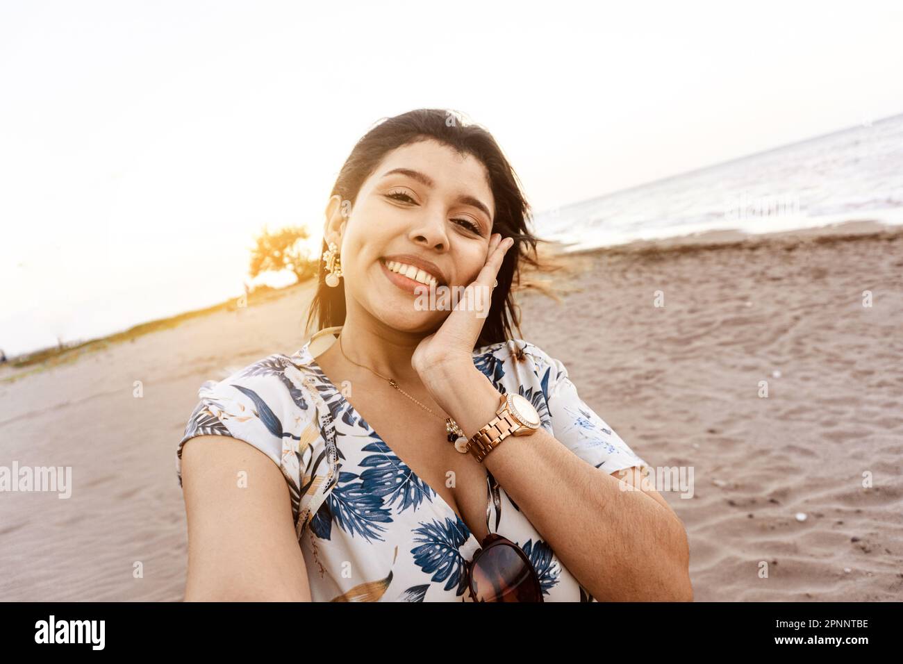 young woman taking a selfie winking. dental health concept Stock Photo ...