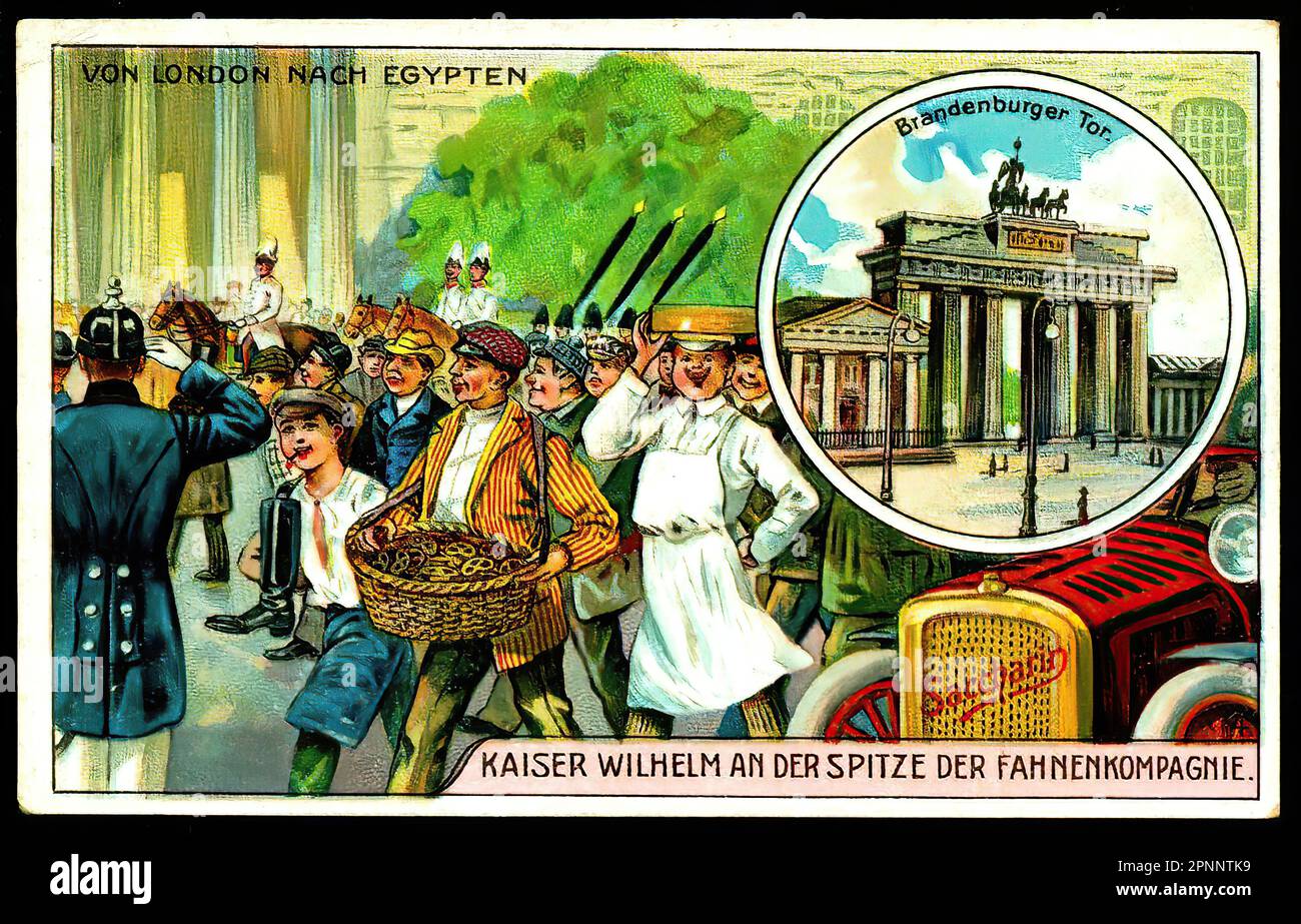 Flag Company Parade, Berlin 1900 - Vintage German Tradecard Stock Photo ...