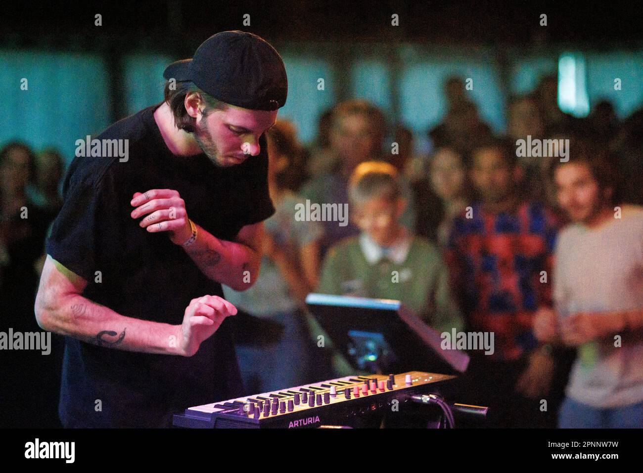 Copenhagen, Denmark. 19th Apr, 2023. The French music producer, DJ and musician Fakear performs a live concert at Ideal Bar in Copenhagen. (Photo Credit: Gonzales Photo/Alamy Live News Stock Photo