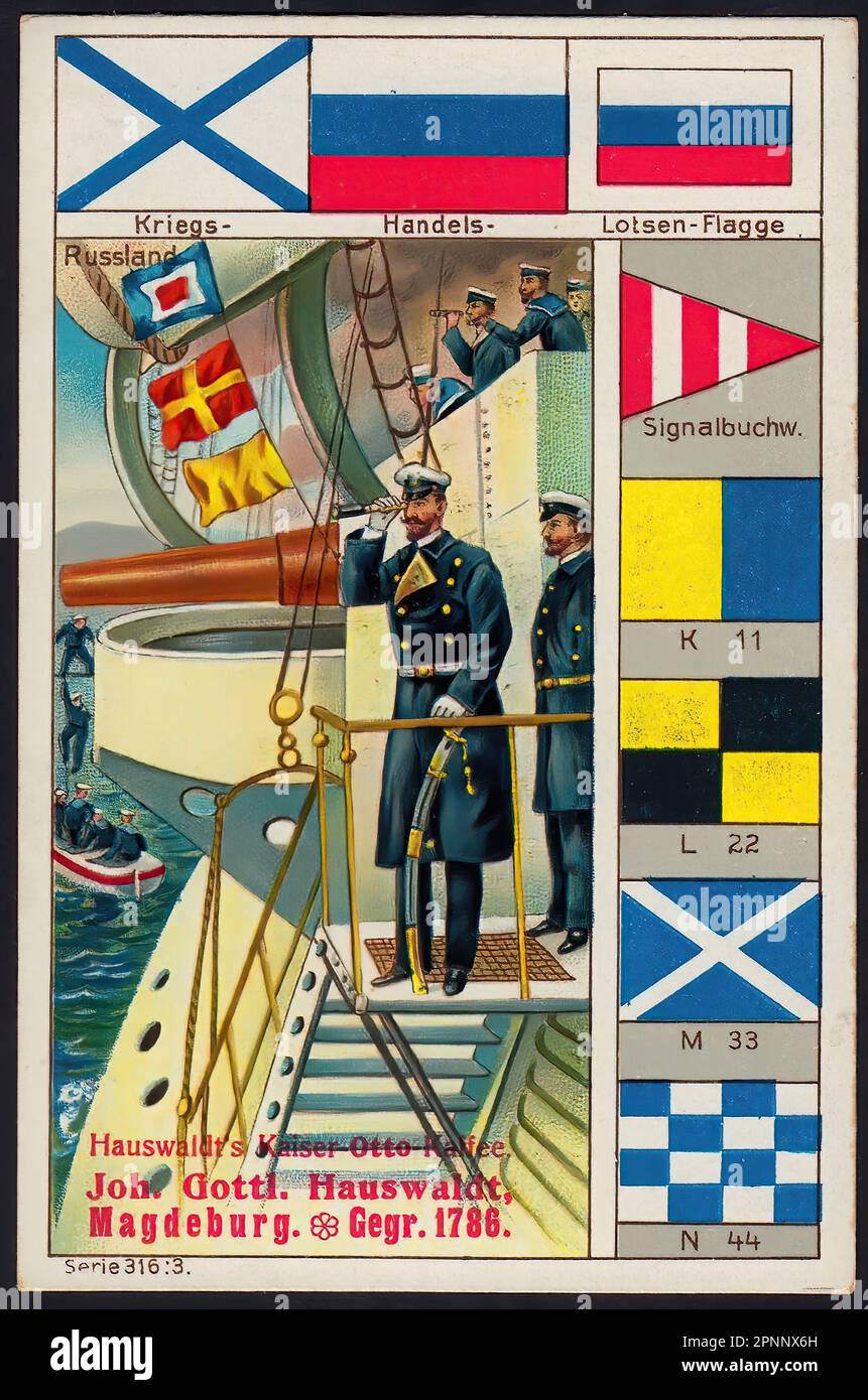 Naval Flags - Vintage German Tradecard Stock Photo - Alamy