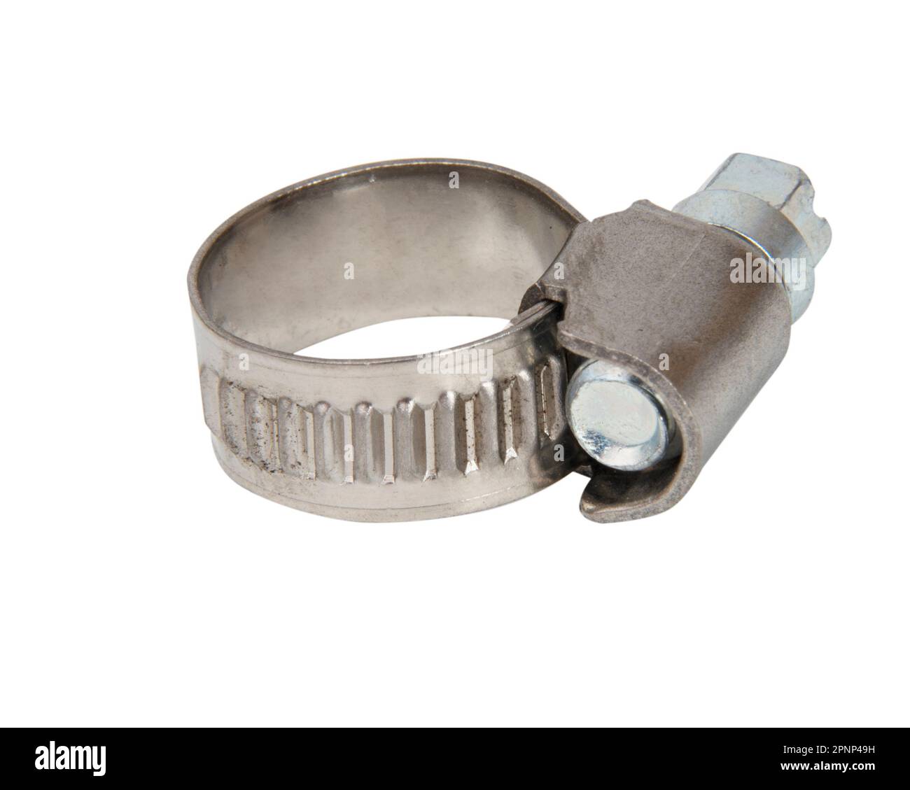 Metalic construction stainless ring clamp isolated on the white background Stock Photo Alamy