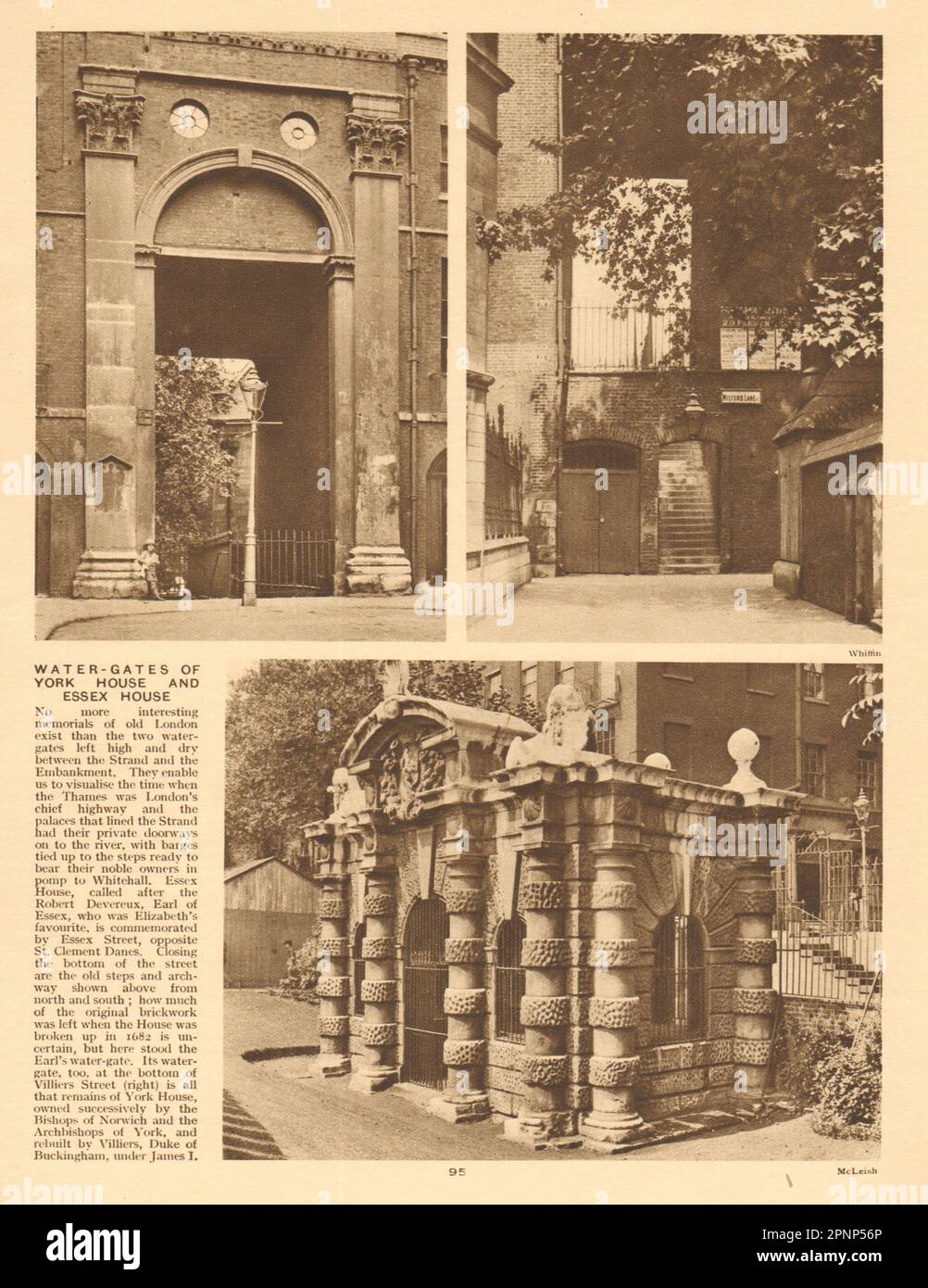 The watergates of York House and Essex House. Strand/Embankment 1926