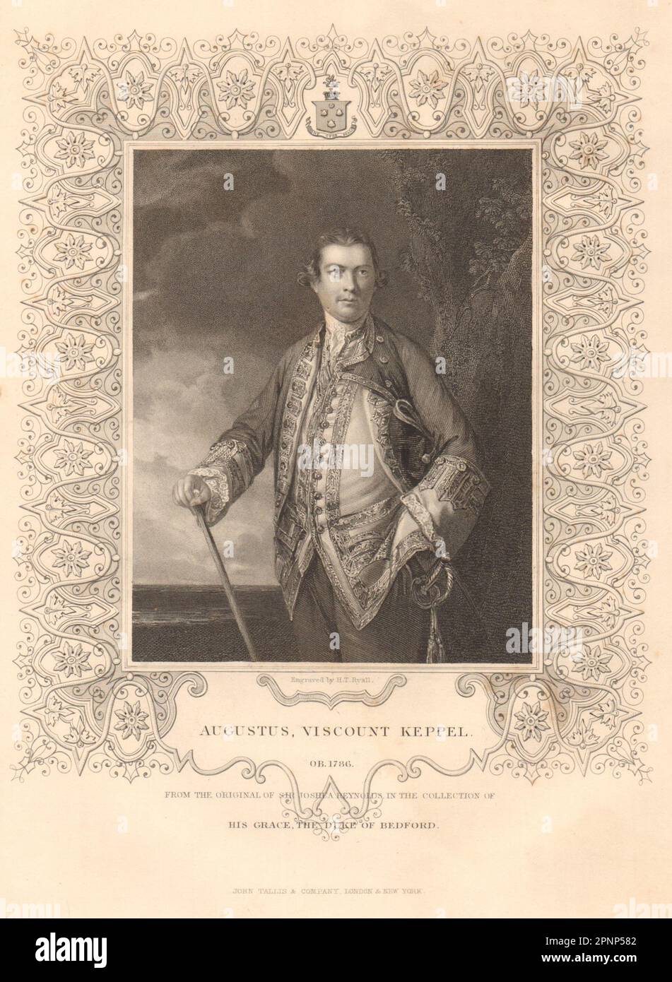 BRITISH HISTORY. Augustus Viscount Keppel. Seven Years' War. TALLIS 1849 print Stock Photo