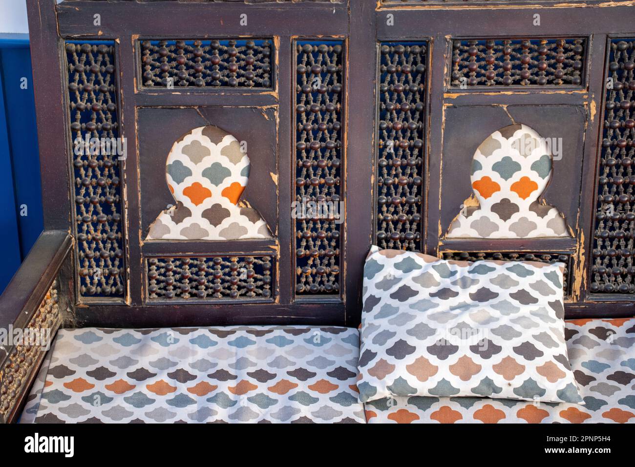 traditional carved seats with cushions in Egypt Stock Photo Alamy