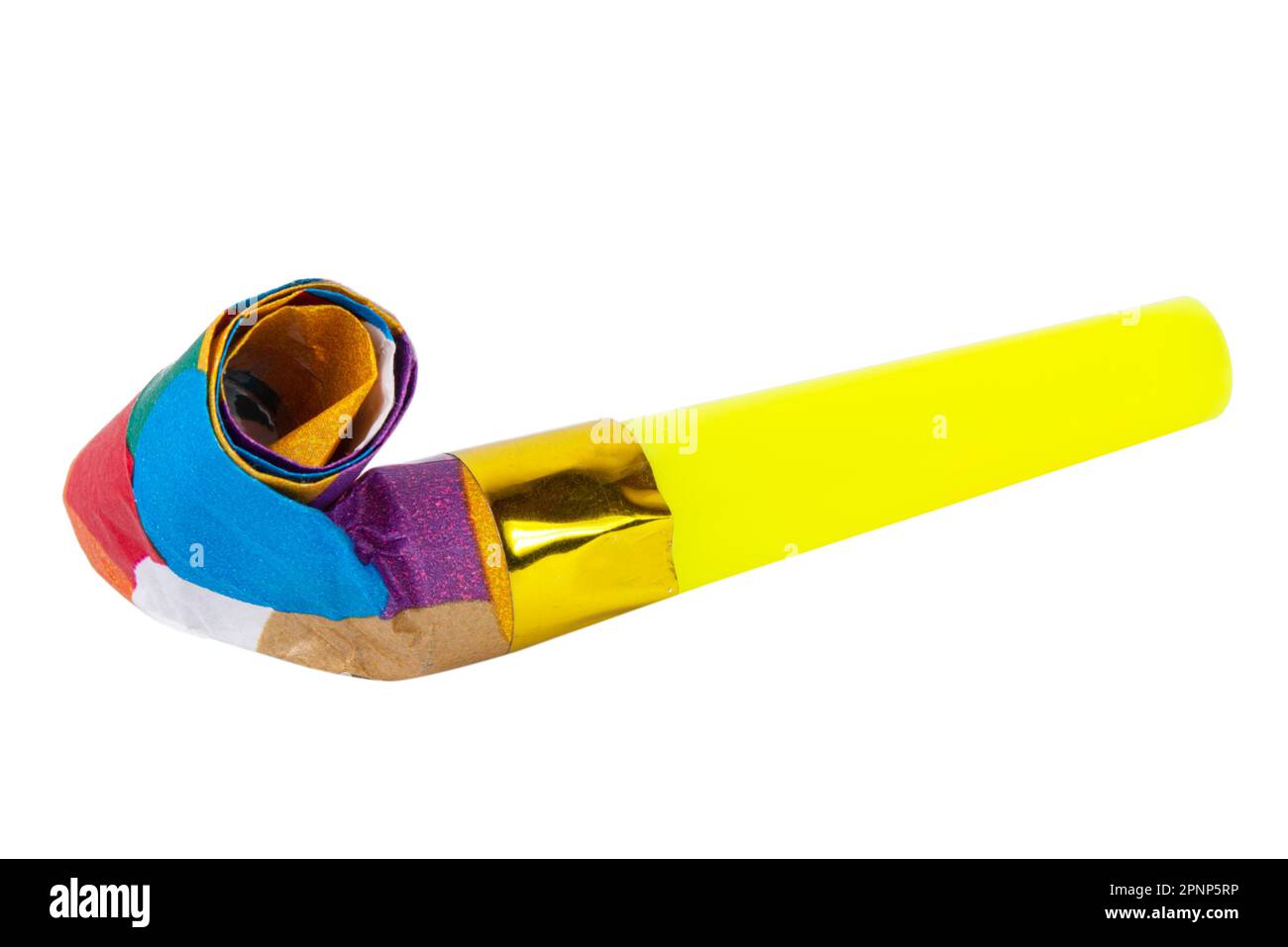 Party horn noisemaker blower rolled isolated on the white background