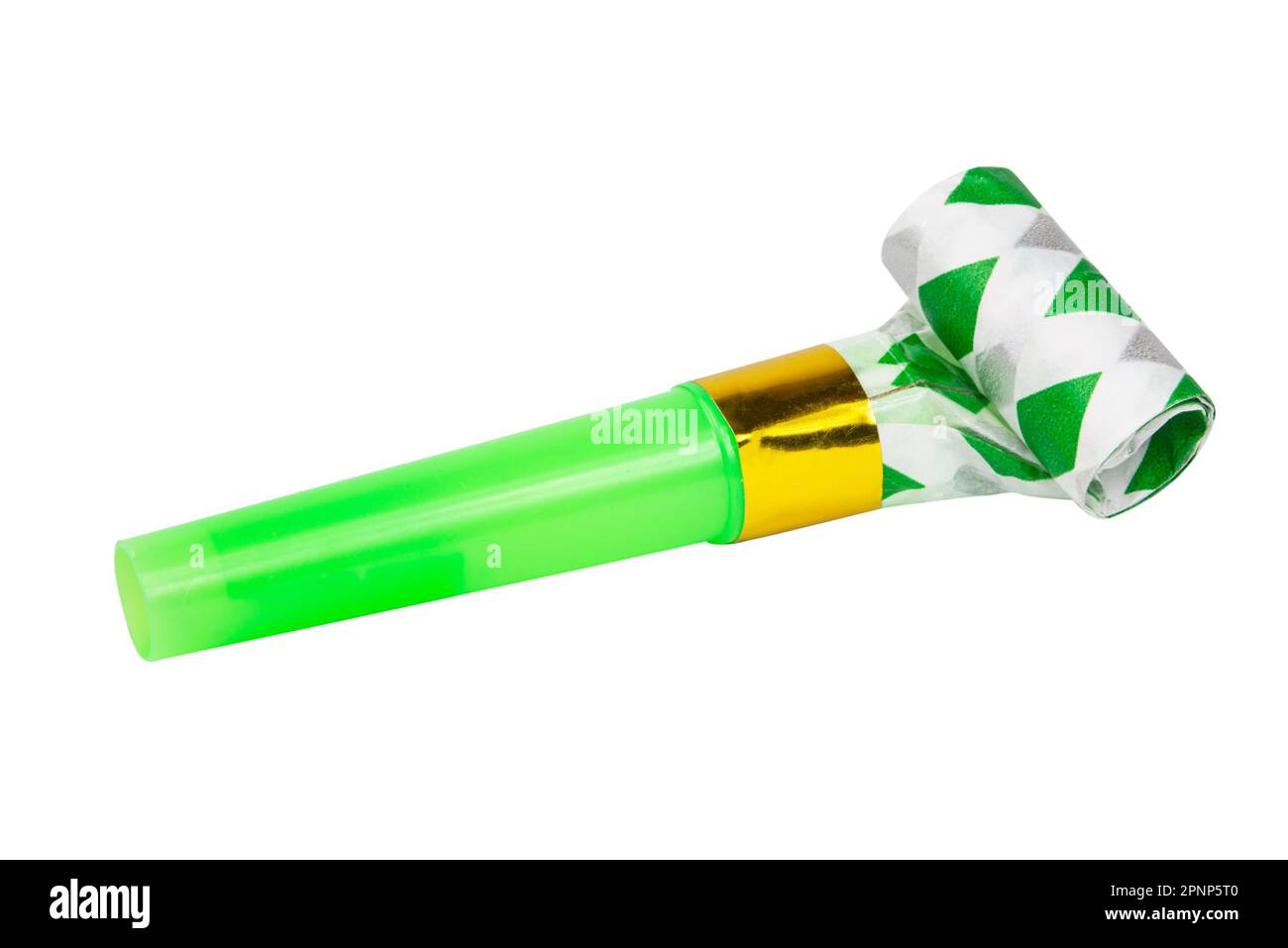 Party horn noisemaker blower rolled isolated on the white background