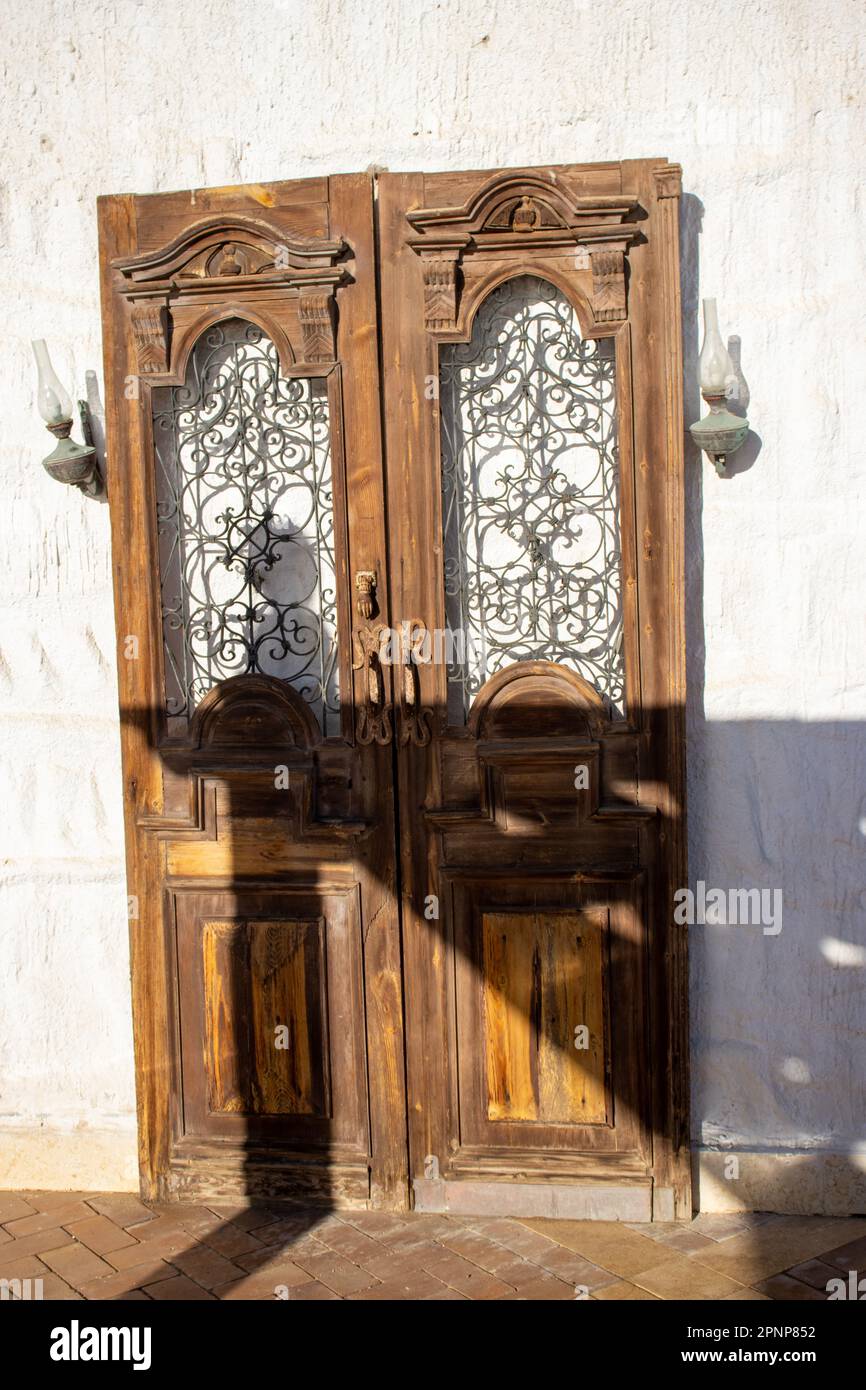 traditional wooden window doors in Egypt Stock Photo