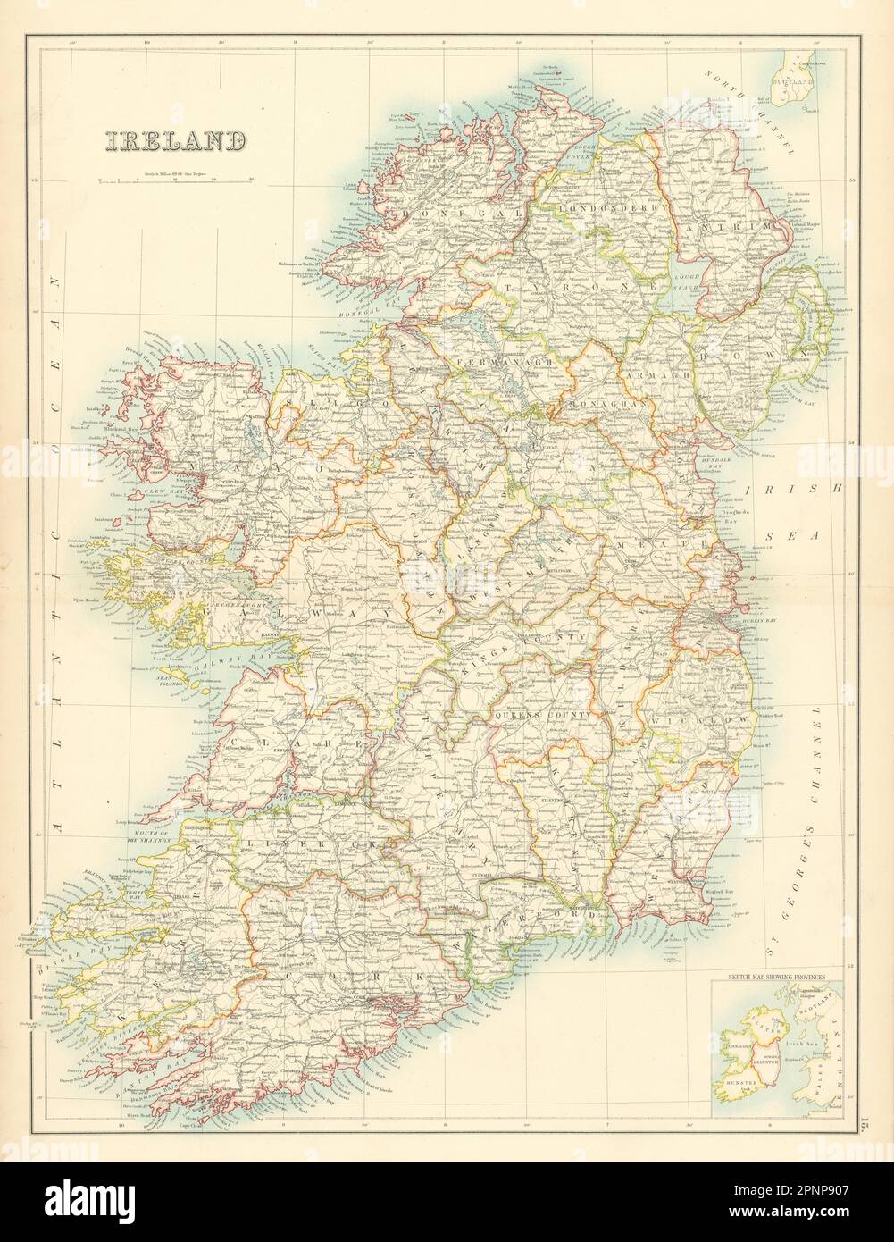 Ireland in counties. Railways. BARTHOLOMEW 1898 old antique map plan chart Stock Photo Alamy