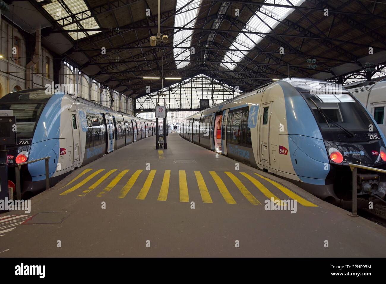 SNCF French Railways Bombardier Z5000 multiple unit trains at the Gare SaintLazare station