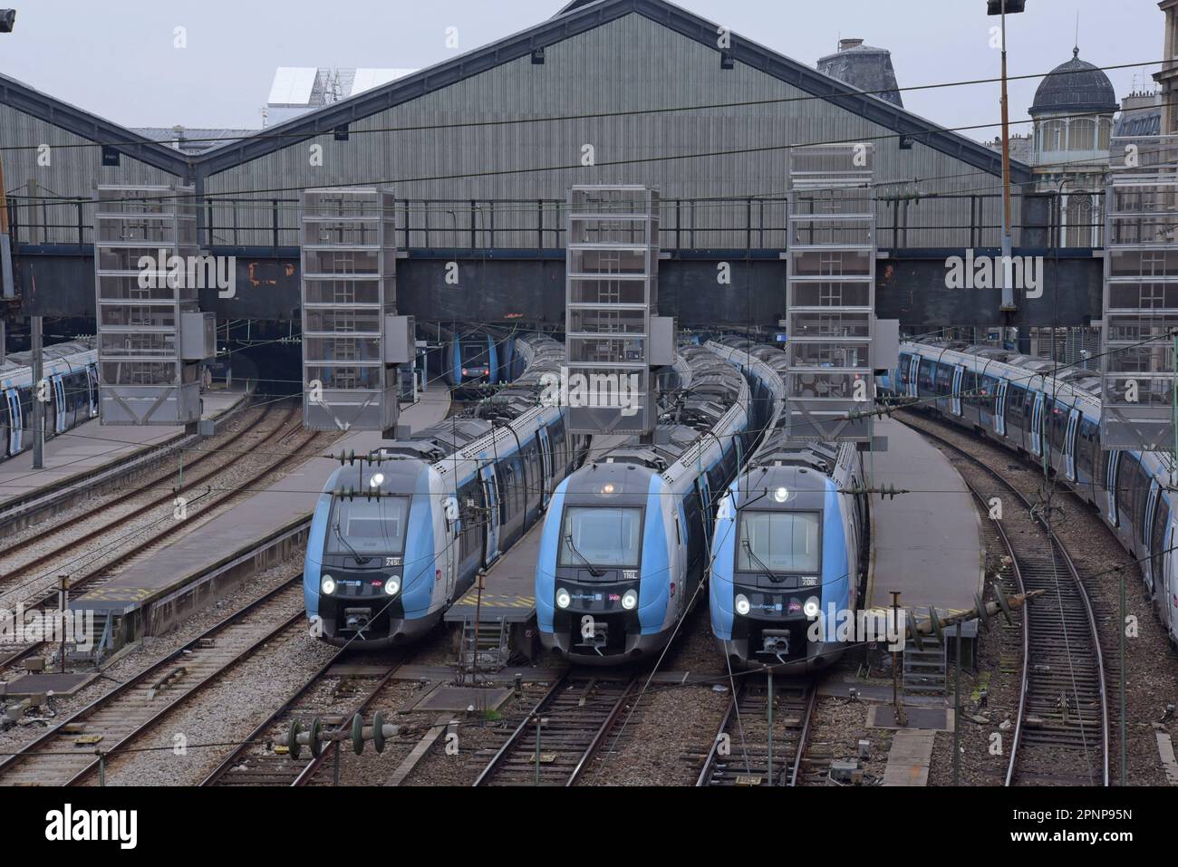 SNCF French Railways Bombardier Z5000 multiple unit trains at the Gare SaintLazare station