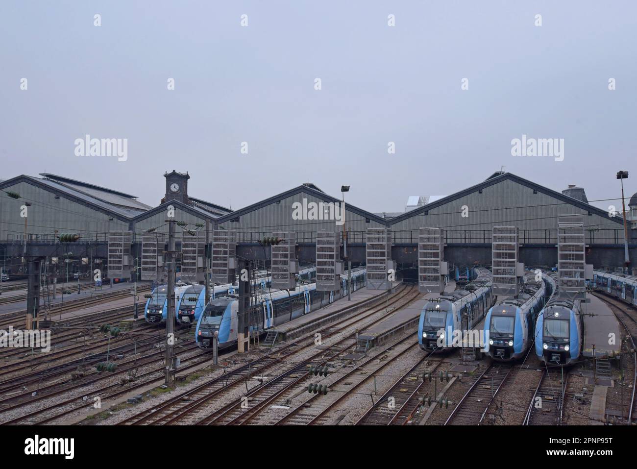 SNCF French Railways Bombardier Z5000 multiple unit trains at the Gare SaintLazare station