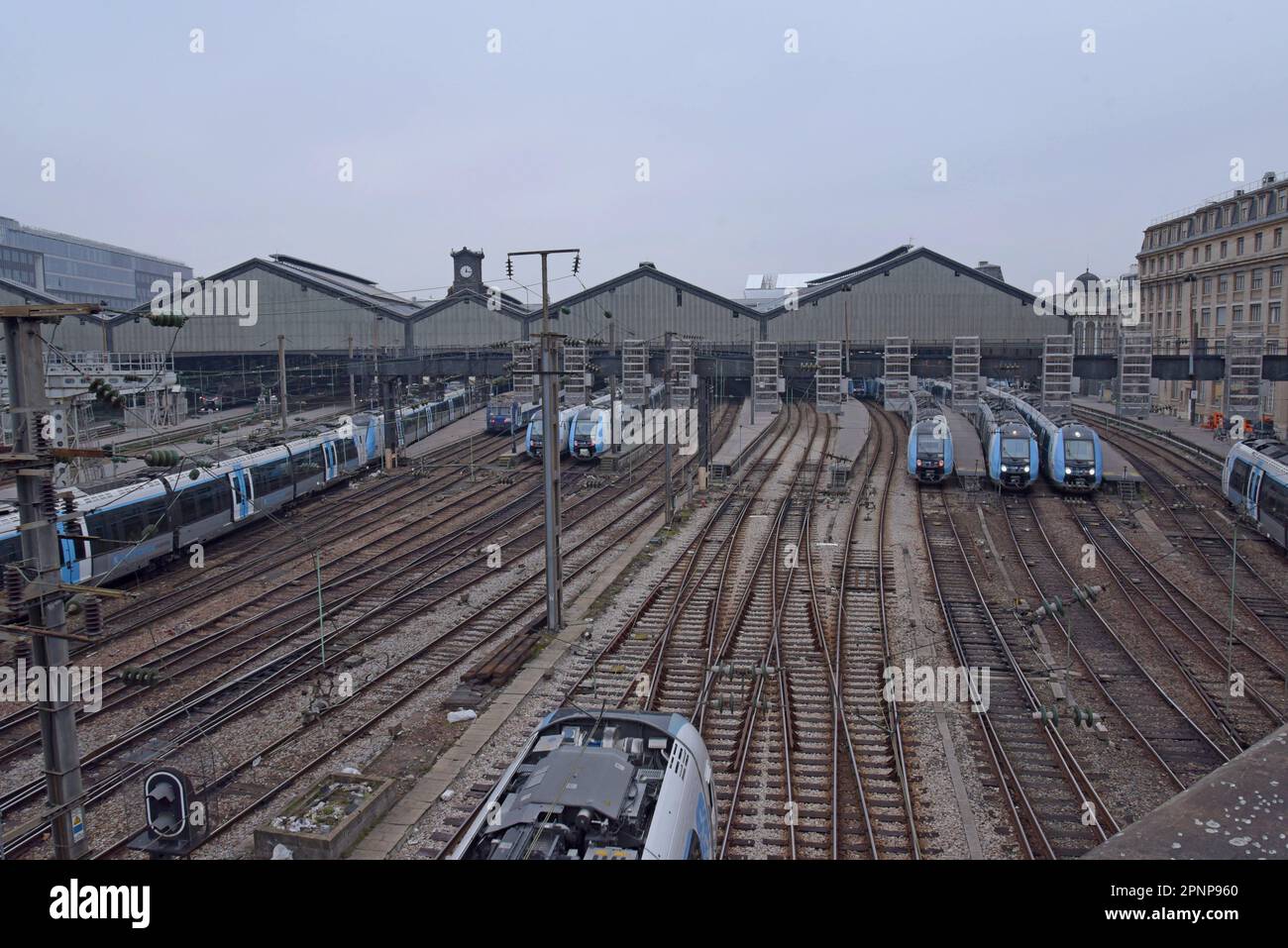 SNCF French Railways Bombardier Z5000 multiple unit trains at the Gare SaintLazare station