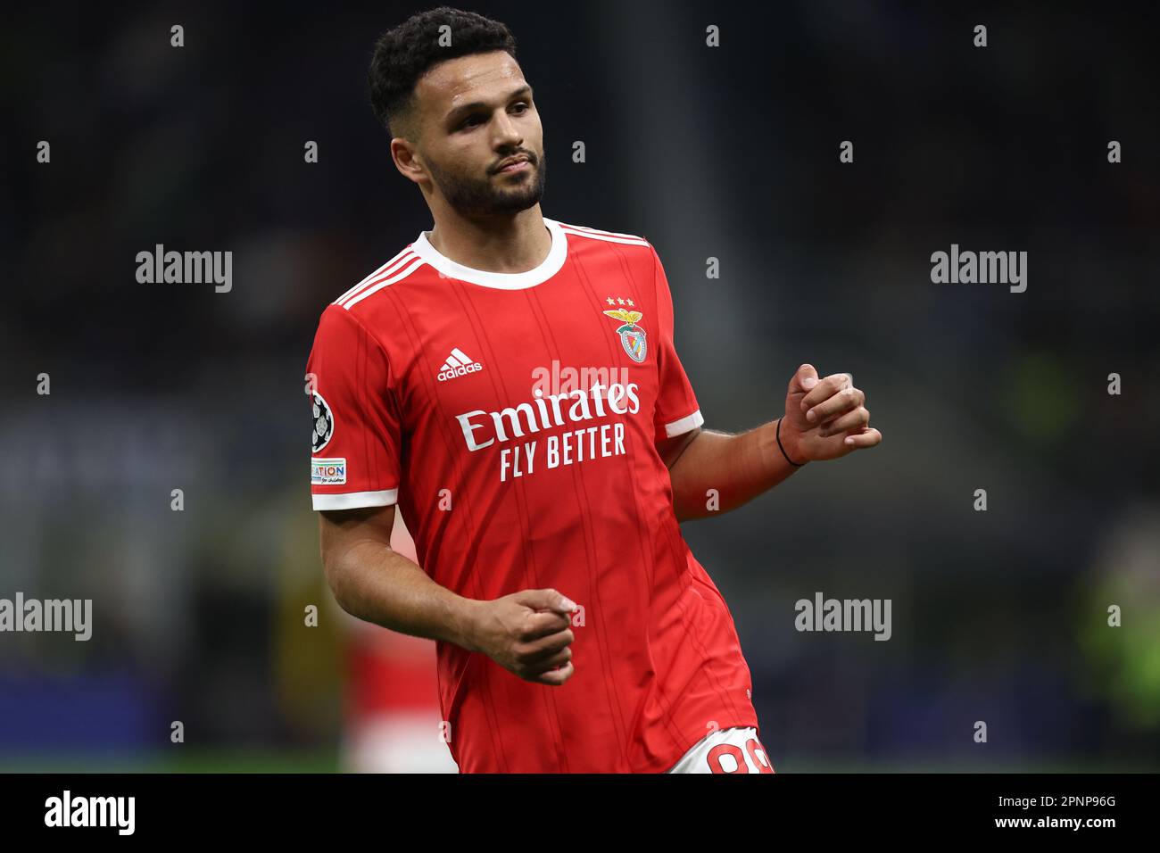 Milano, Italy. 19th Apr, 2023. Goncalo Ramos of SL Benfica looks on during the Uefa Champions League quarter-final second leg match between Fc Internazionale and Sl Benfica at Stadio Giuseppe Meazza on April 19, 2023 in Milano Italy . Credit: Marco Canoniero/Alamy Live News Stock Photo