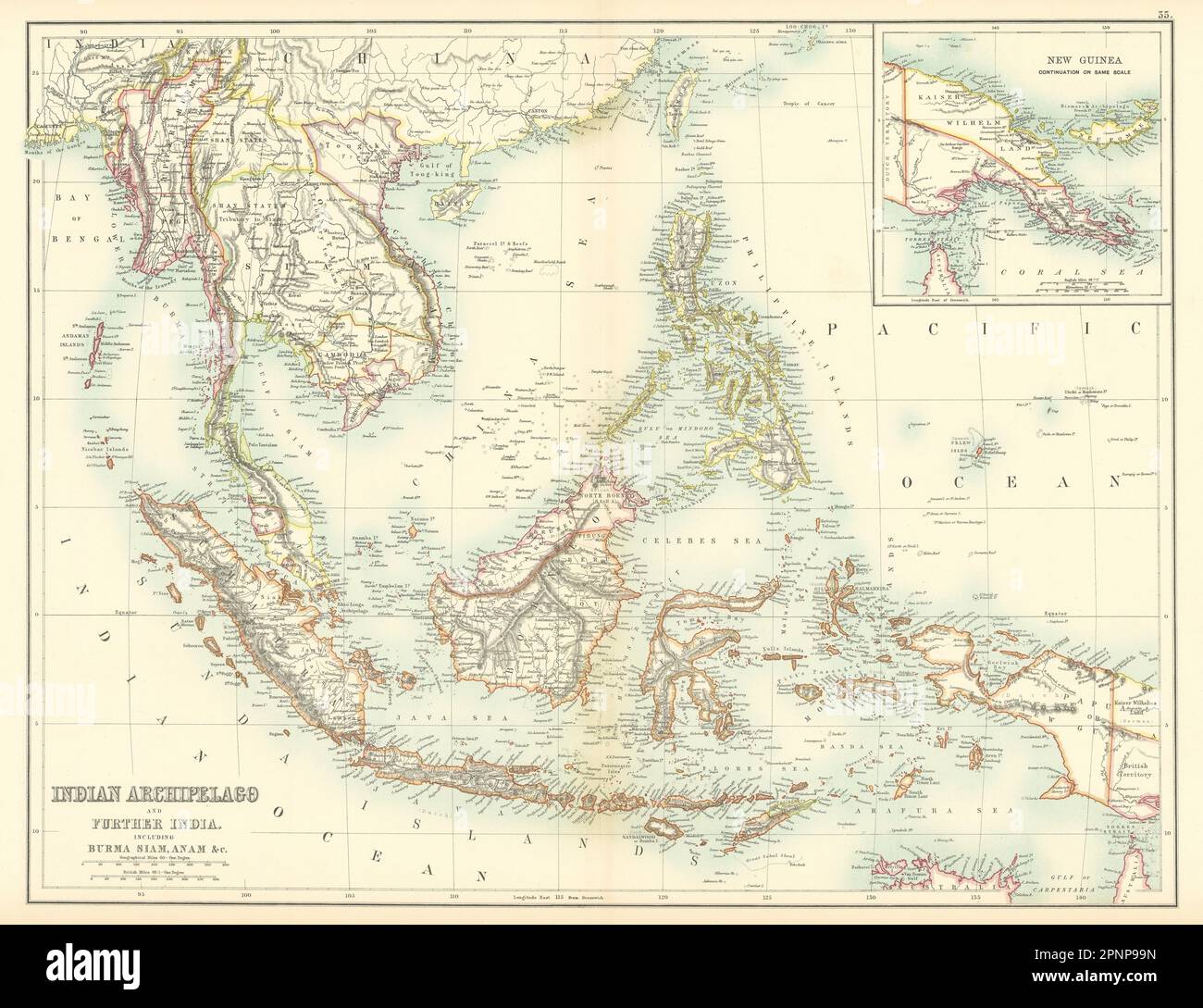 Indian Archipelago. Burmah Siam East Indies Indonesia. BARTHOLOMEW 1898 map Stock Photo