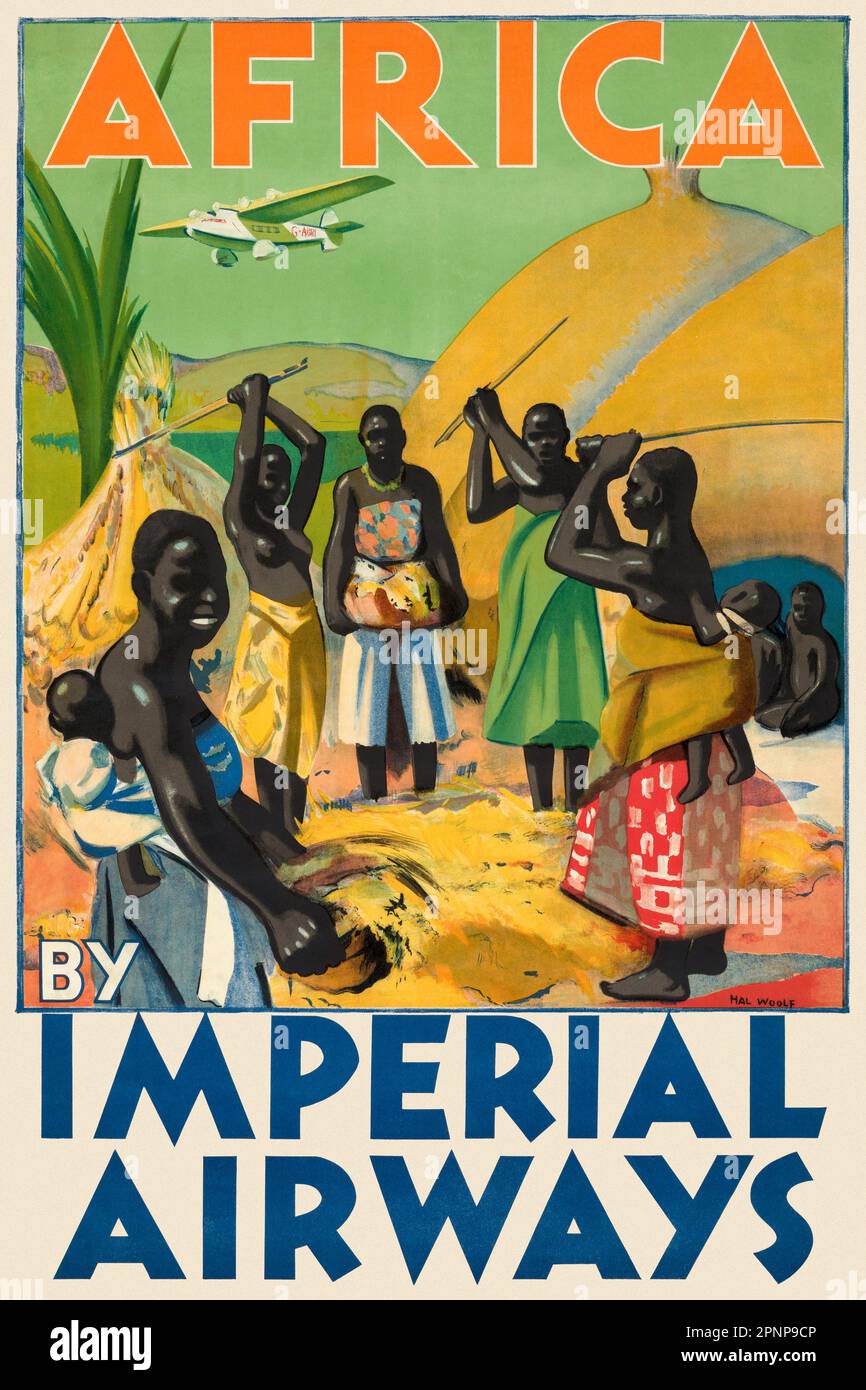 Africa by Imperial Airways by Hal Woolf (1902-1964). Poster published in 1932 in the UK. Stock Photo