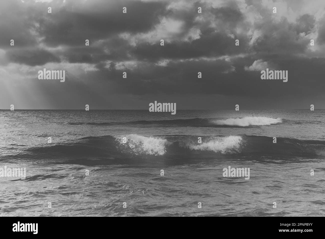 White sea waves on Black and White Stock Photos & Images - Alamy