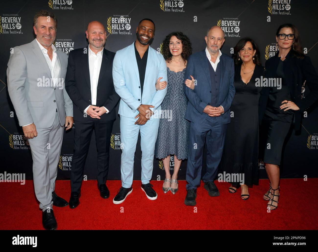 Hollywood, Ca. 19th Apr, 2023. David Kelsey, Steven Paul, Justin Marcel McManus, Lisa Edelstein, Richard Schiff, Sue Zarco Kramer, Bridget Moynahan at the opening night of the 23rd International Beverly Hills Film Festival at TCL Chinese 6 Theatres in Hollywood California on April 18, 2023. Credit: Faye Sadou/Media Punch/Alamy Live News Stock Photo