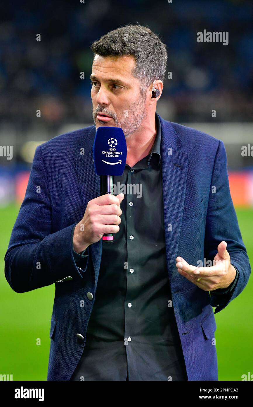 Milano, Italy. 19th Apr, 2023. Former footballer Julio Cesar seen as a TV-expert before the UEFA Champions League match between Inter and Benfica at Giuseppe Meazza in Milano. (Photo Credit: Gonzales Photo/Alamy Live News Stock Photo