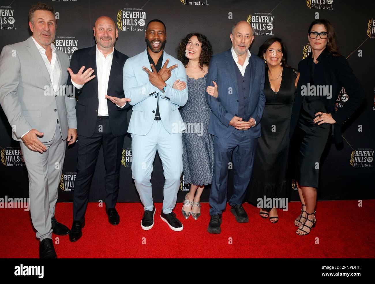 Hollywood, Ca. 19th Apr, 2023. David Kelsey, Steven Paul, Justin Marcel McManus, Lisa Edelstein, Richard Schiff, Sue Zarco Kramer, Bridget Moynahan at the opening night of the 23rd International Beverly Hills Film Festival at TCL Chinese 6 Theatres in Hollywood California on April 18, 2023. Credit: Faye Sadou/Media Punch/Alamy Live News Stock Photo