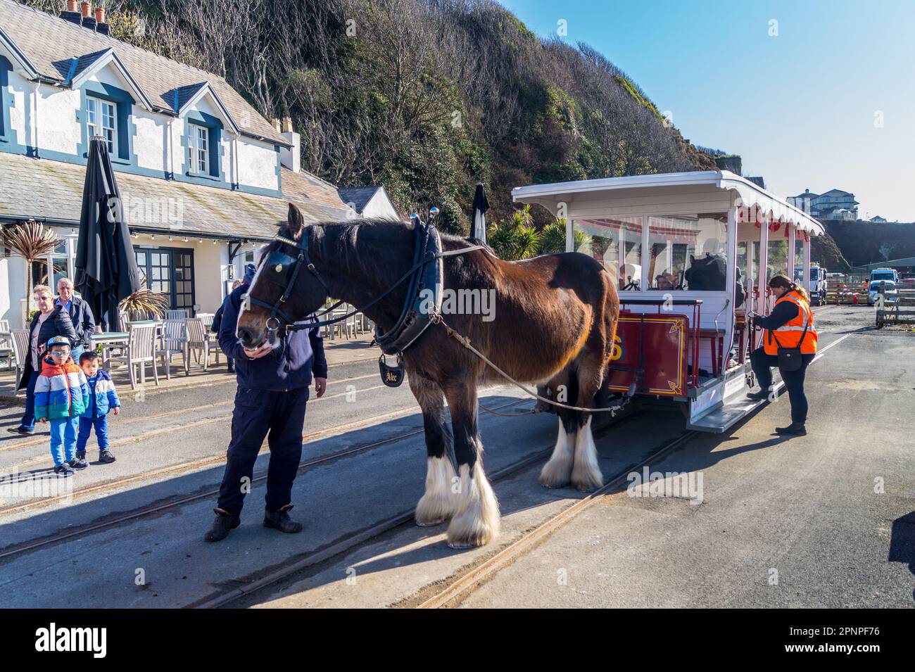 Horse Tram, horse-drawn passenger tram, Douglas, Isle of Man Stock Photo