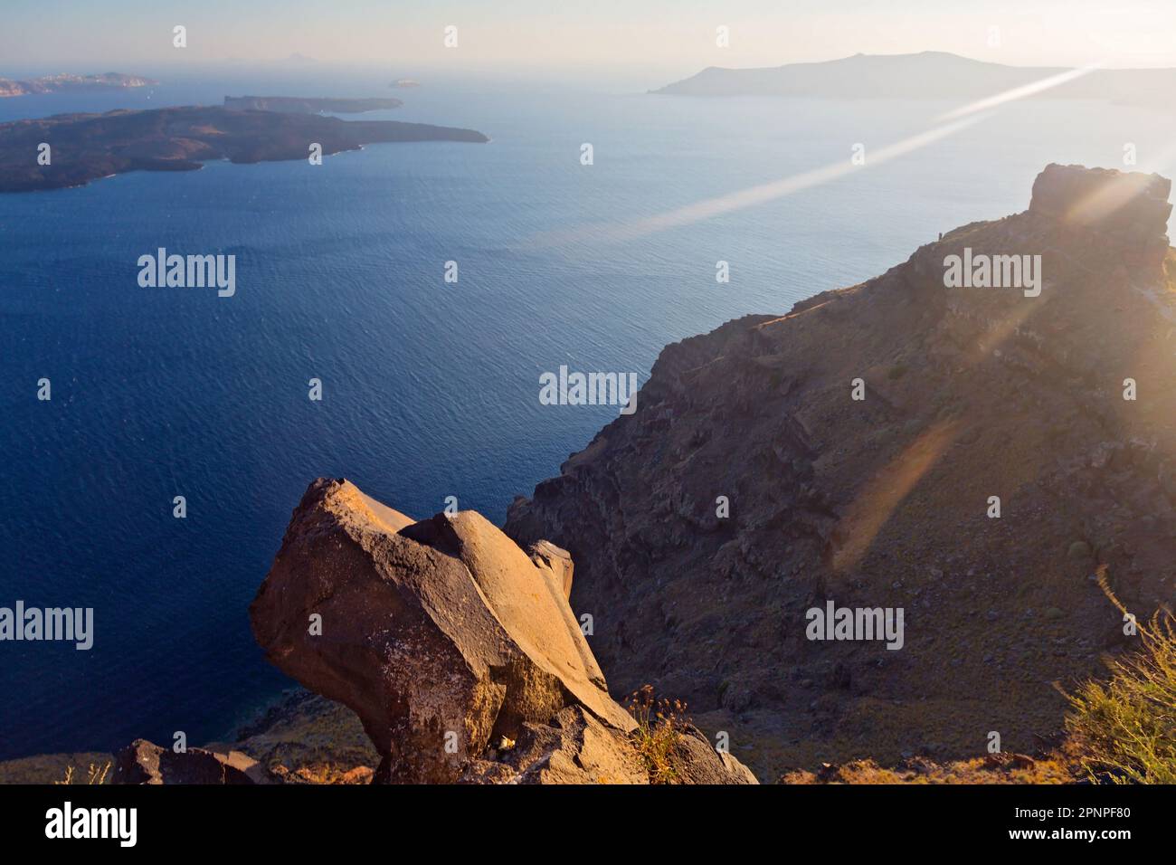 Sunset in Santorini Island, Cyclades, Greece Stock Photo