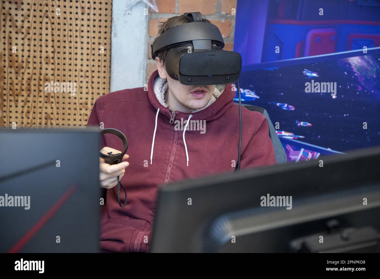 A game developer pictured during the official launch of Flanders Game