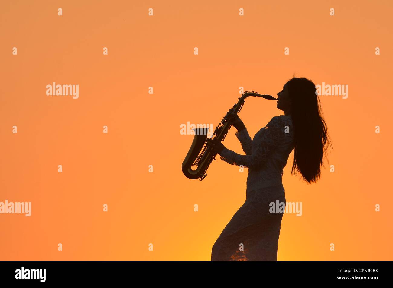 Tir Intégral D'un Jeune Femme Jouant Un Saxophoniste Sax Photo stock -  Image du instrument, isolement: 192685730