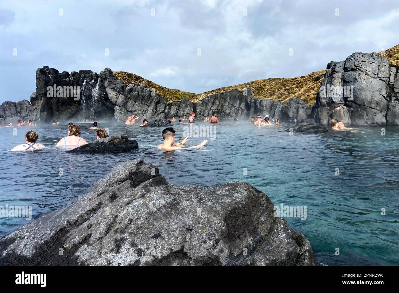 Geothermal spa Sky Lagoon in the southwest of Iceland. Stock Photo