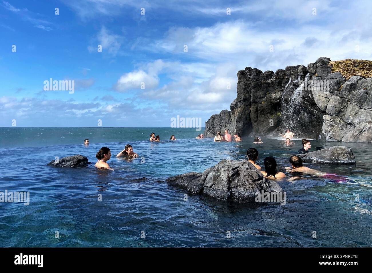 Geothermal spa Sky Lagoon in the southwest of Iceland. Stock Photo
