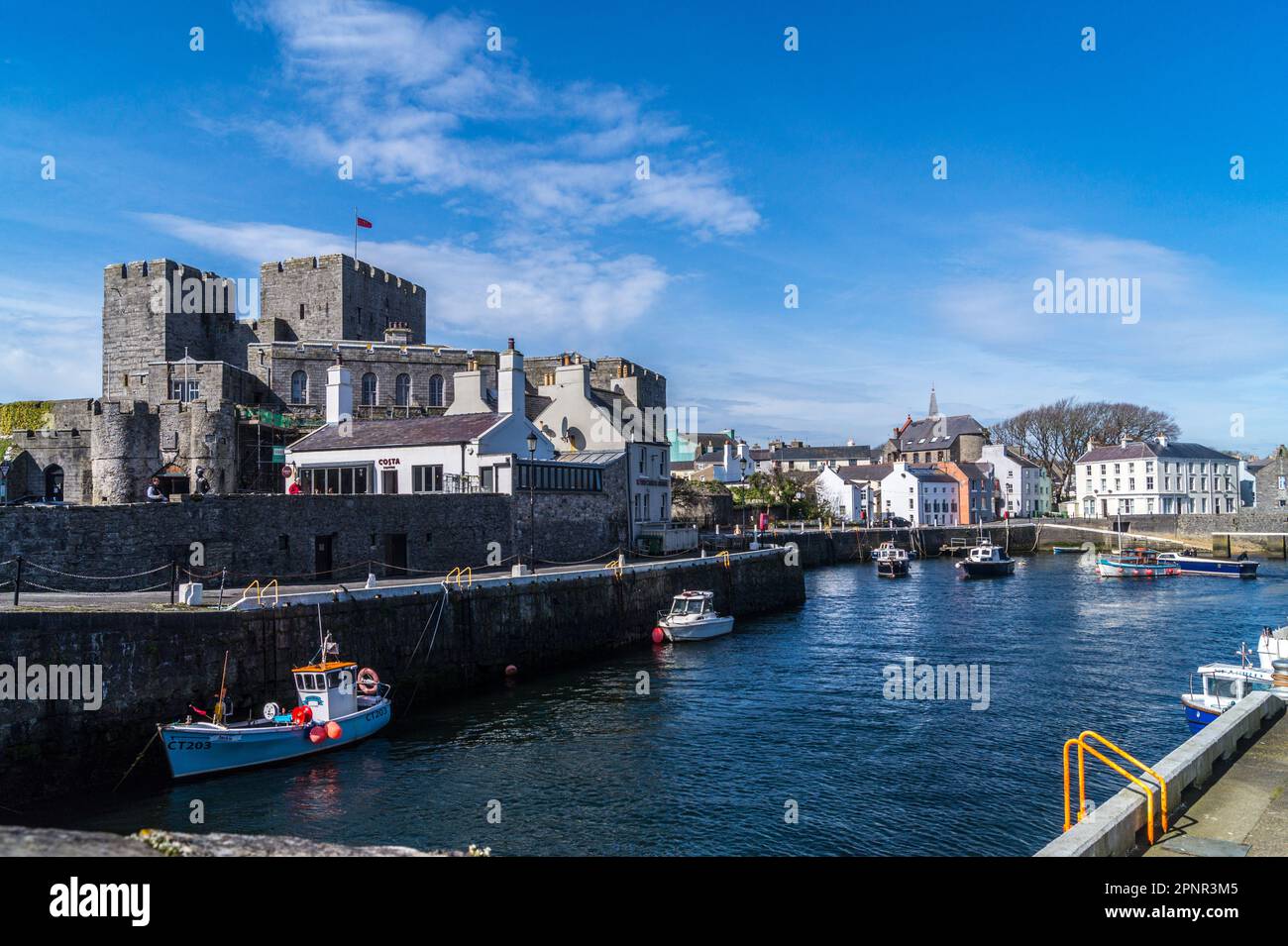 Castle Rushen and harbour, Castletown, Isle of Man Stock Photo