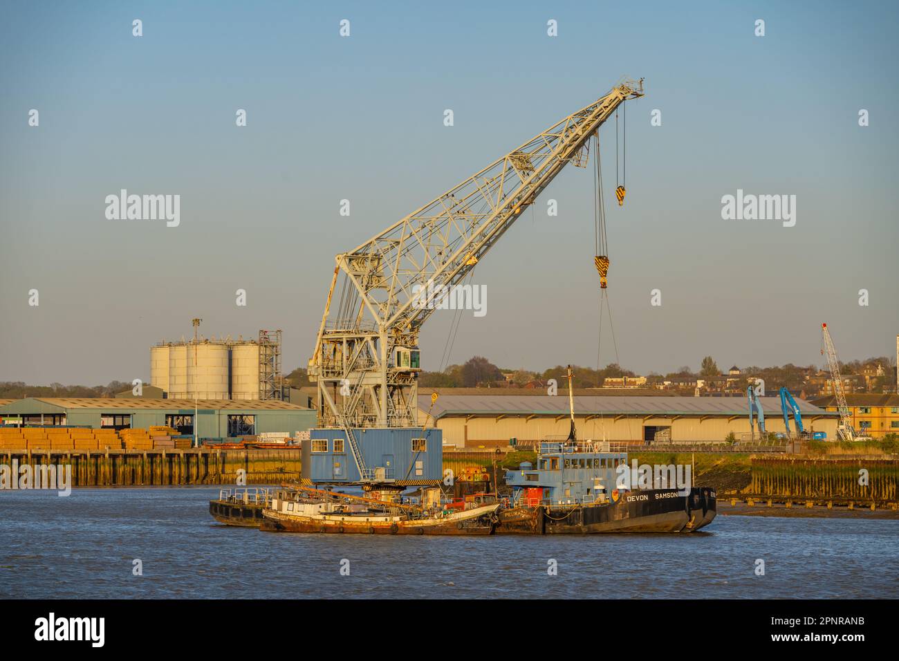 Devon Sampson floating crane on the river Medway Stock Photo