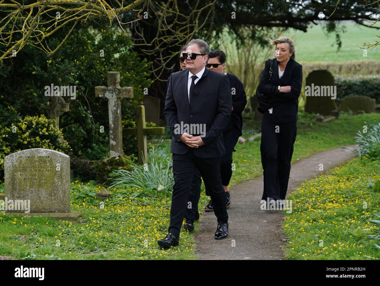 Alan Carr arriving for the funeral of Paul O'Grady at St Rumwold's Church in Aldington, Kent. Picture date: Thursday April 20, 2023. Stock Photo
