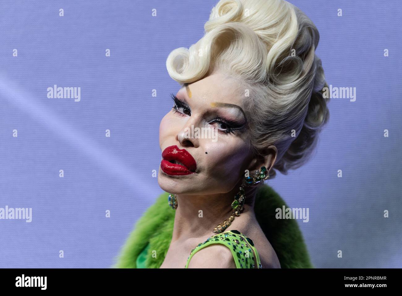 Amanda Lepore attends the H&M Mugler launch at Lexington Armory in New York on April 19, 2023 Stock Photo