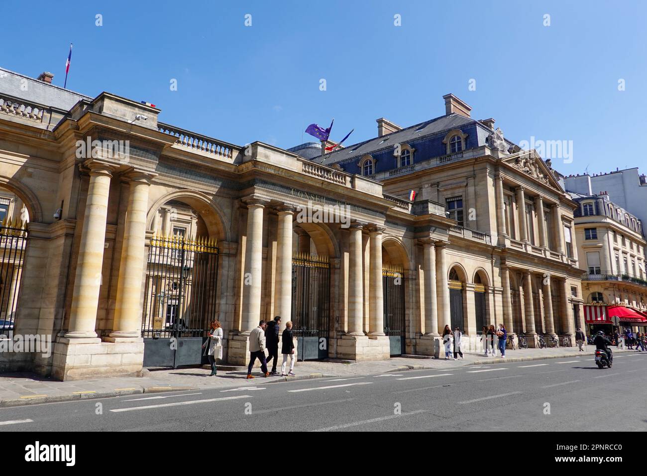 Entrance building of Conseil d’Etat, governmental body that acts as legal adviser to executive branch and as supreme court for administrative justice. Stock Photo
