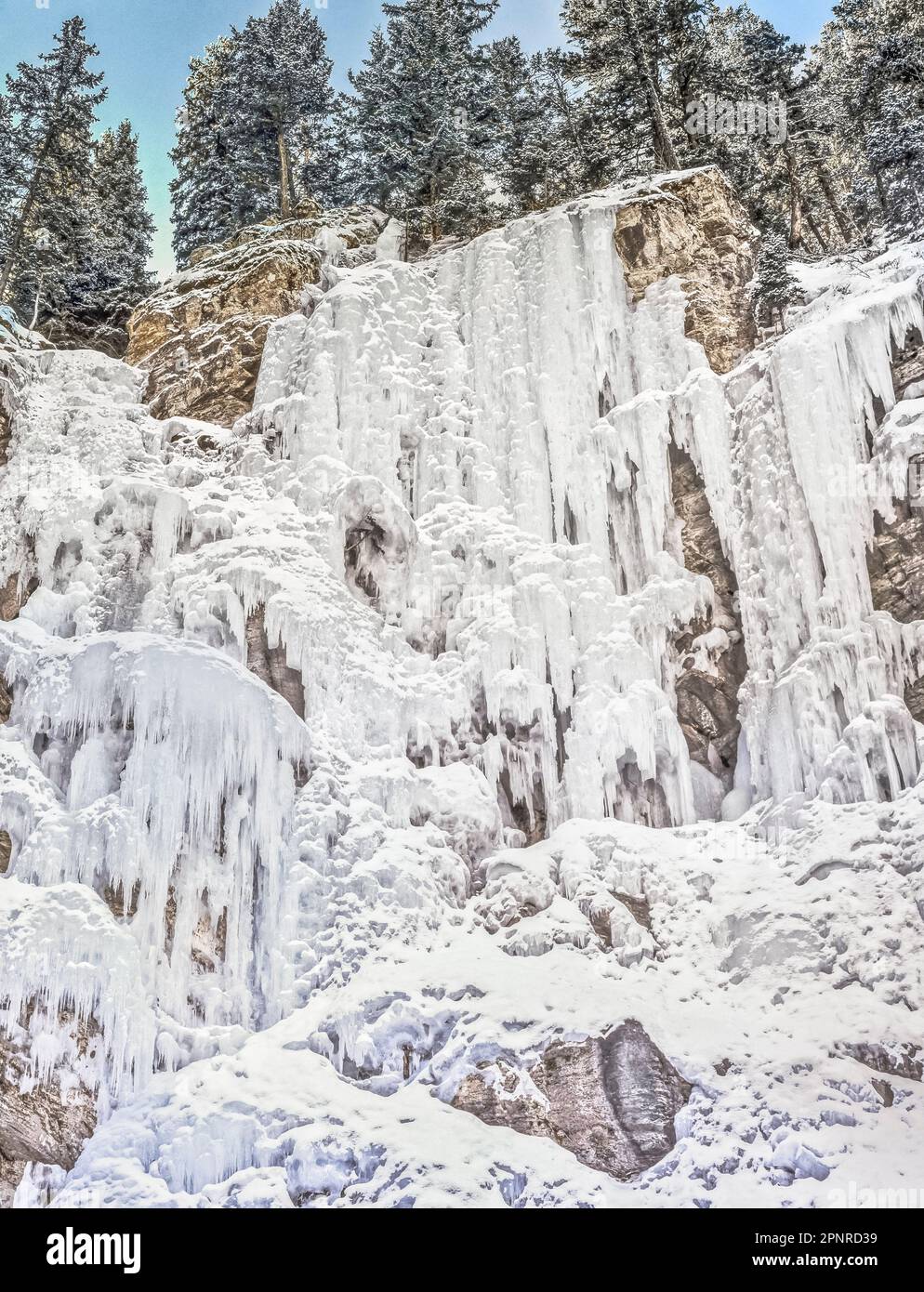 frozen cataract falls in the elk creek basin near augusta, montana Stock Photo