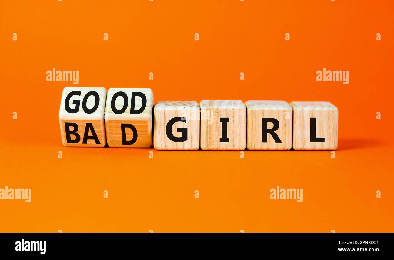 Good or bad girl symbol. Concept word Good girl Bad girl on wooden ...
