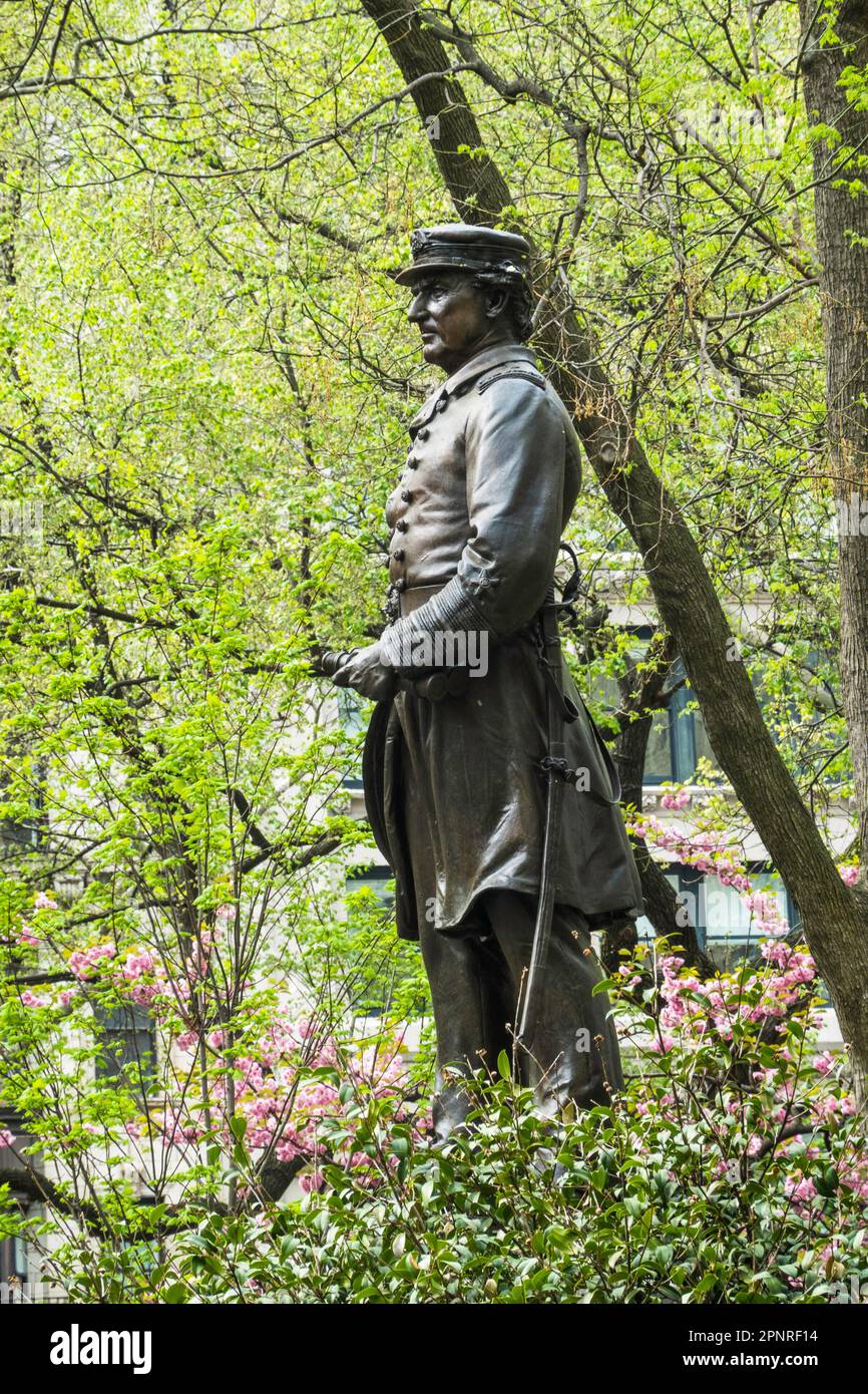 Madison Square Park in springtime is a delightful oasis in Manhattan, 2023, New York City, United States Stock Photo